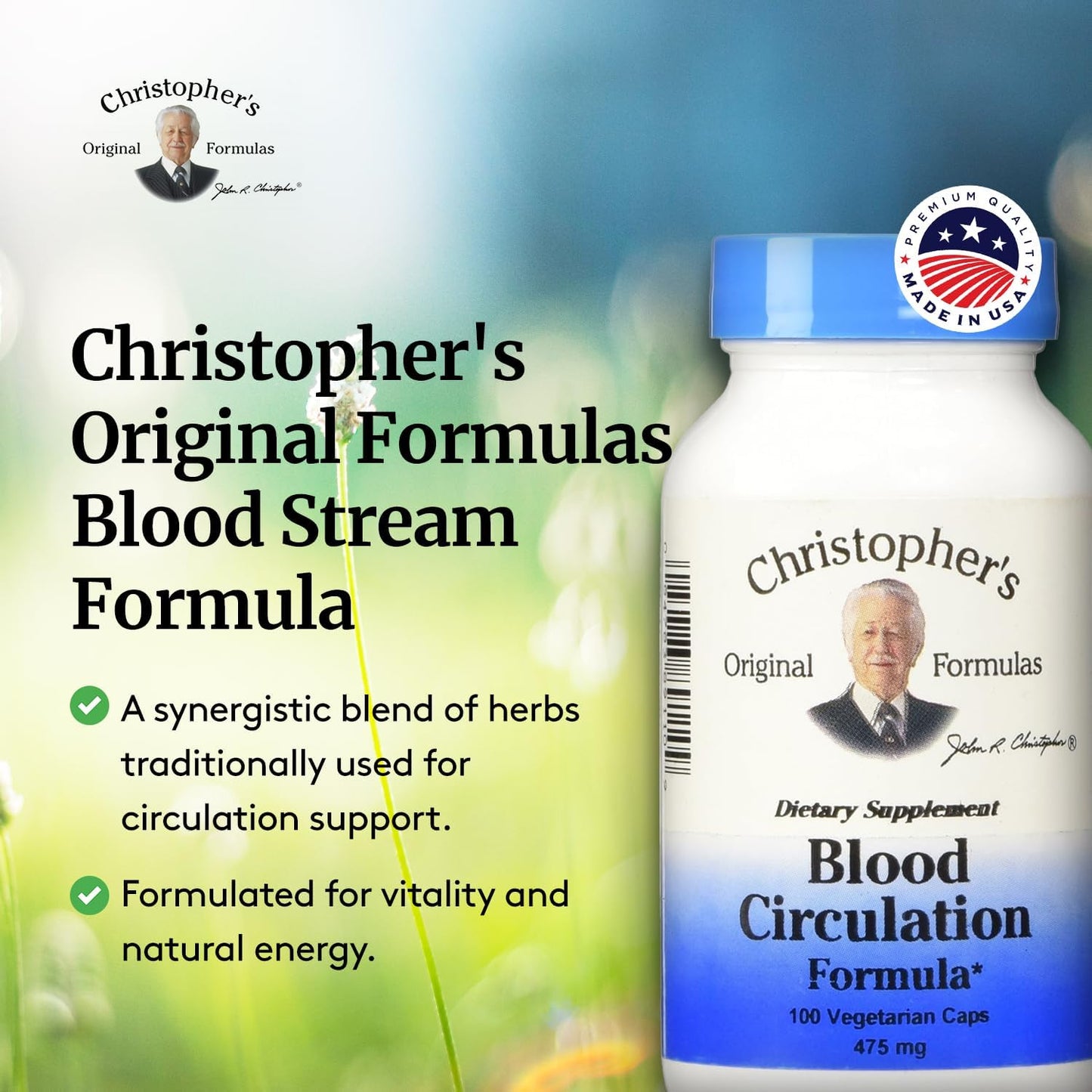 Christopher's Original Formulas Blood Circulation Herbal Supplement Capsules - Cardiovascular & Circulatory Wellness - 100 Capsules