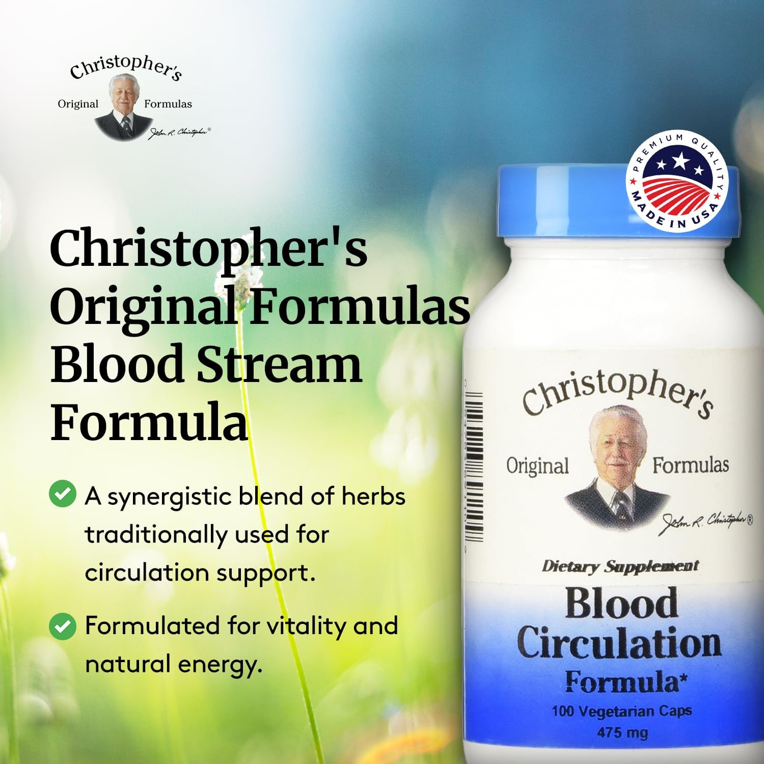 Christopher's Original Formulas Blood Circulation Herbal Supplement Capsules - Cardiovascular & Circulatory Wellness - 100 Capsules