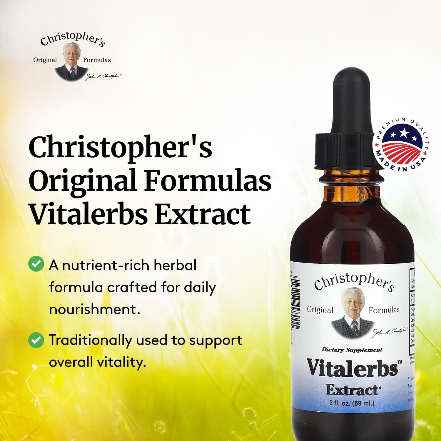 Christopher's Original Formulas Vitalerbs Extract - Nutrient-Rich Herbal Supplement - 2 oz Bottle