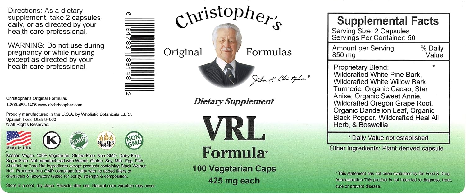 Christopher's Original Formulas VRL Formula Capsules - 100 Count for Immune Support