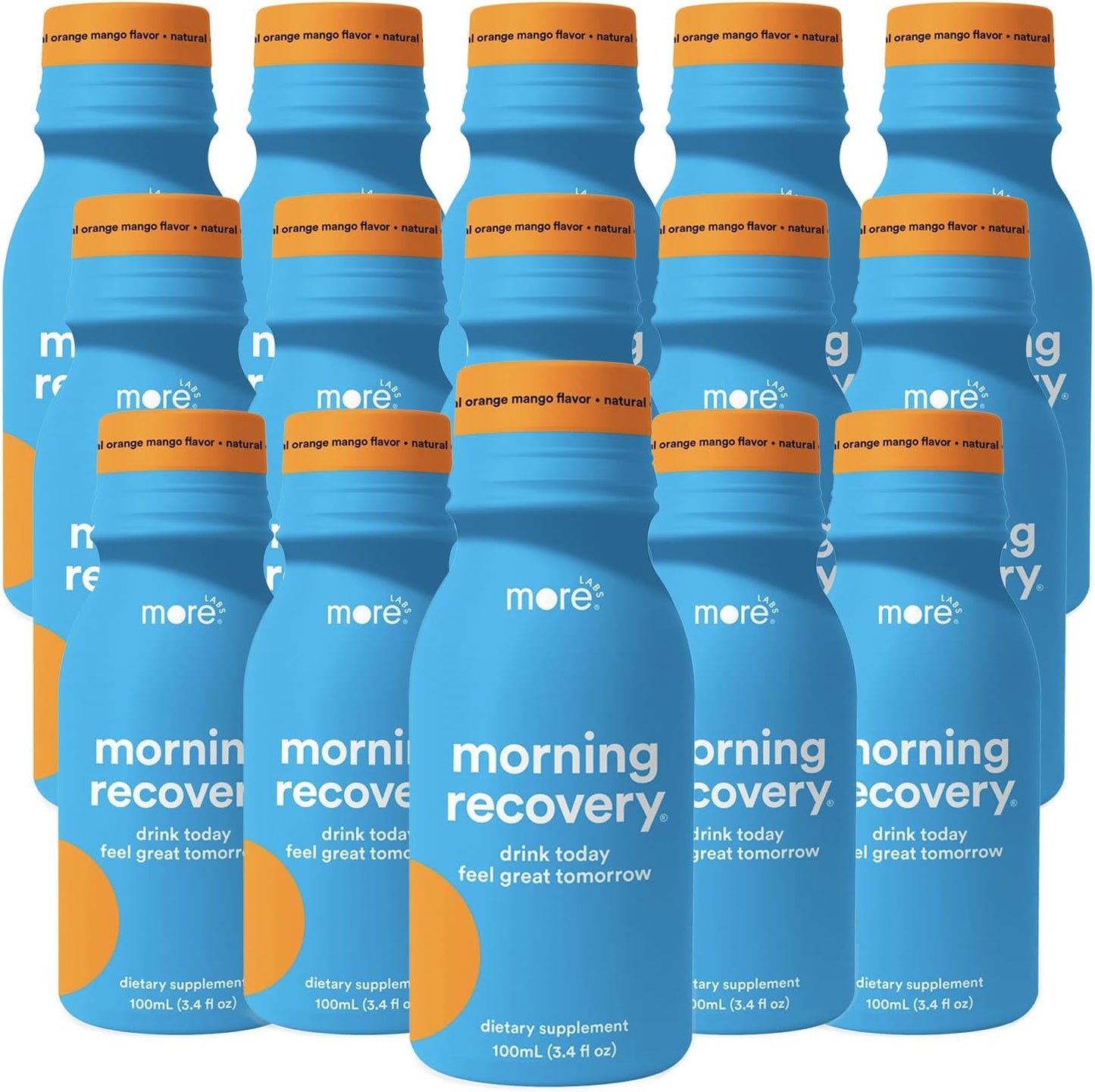 ChromaCast More Labs Morning Recovery Orange Mango Electrolyte Drink 15 Pack - Hydrate While Drinking - Liquid DHM Formula with Milk Thistle