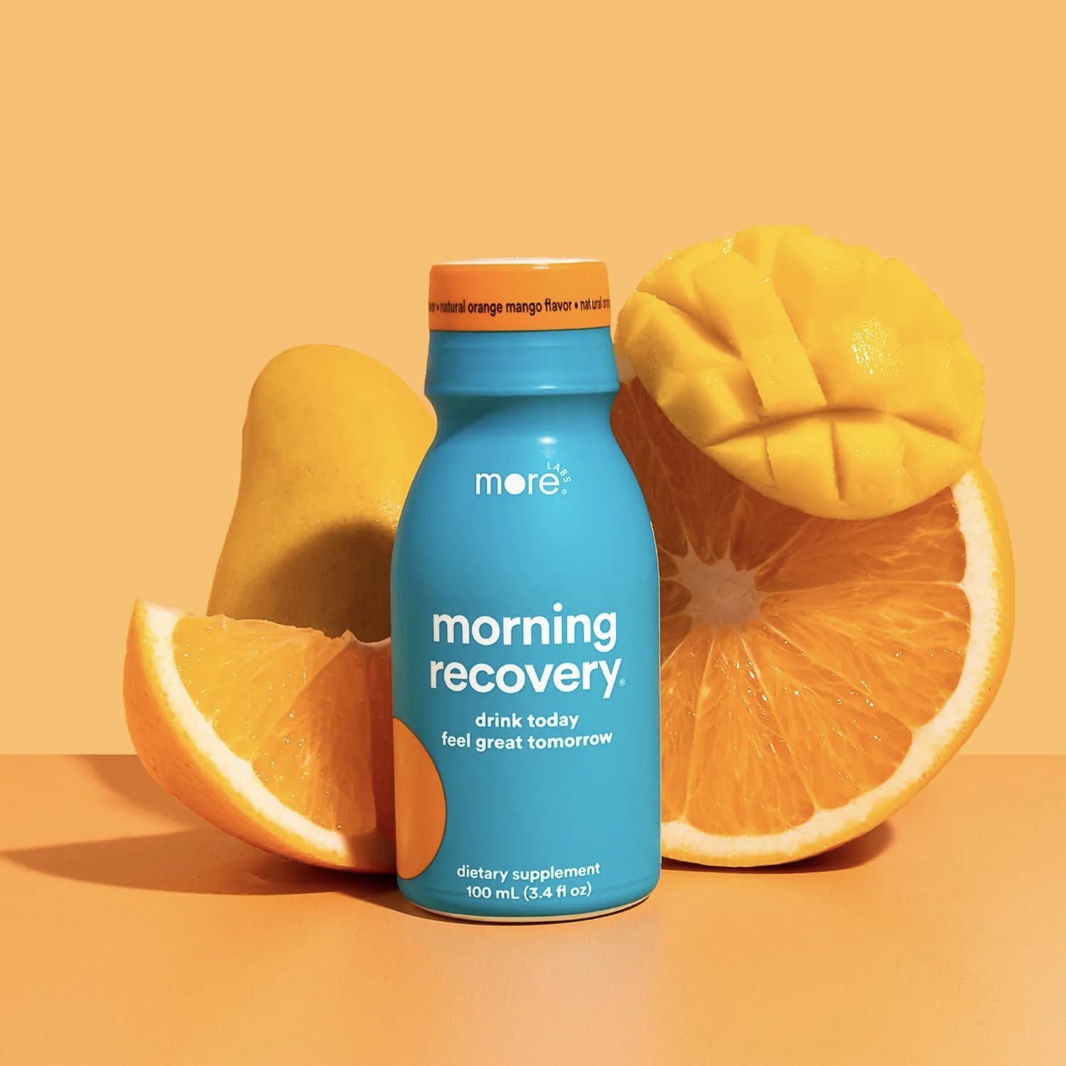 ChromaCast More Labs Morning Recovery Orange Mango Electrolyte Drink 15 Pack - Hydrate While Drinking - Liquid DHM Formula with Milk Thistle