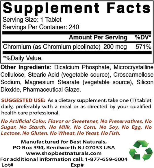 Chromium Picolinate 200 mcg & Ashwagandha Extract 500 Mg - Top Natural Supplements for Wellness