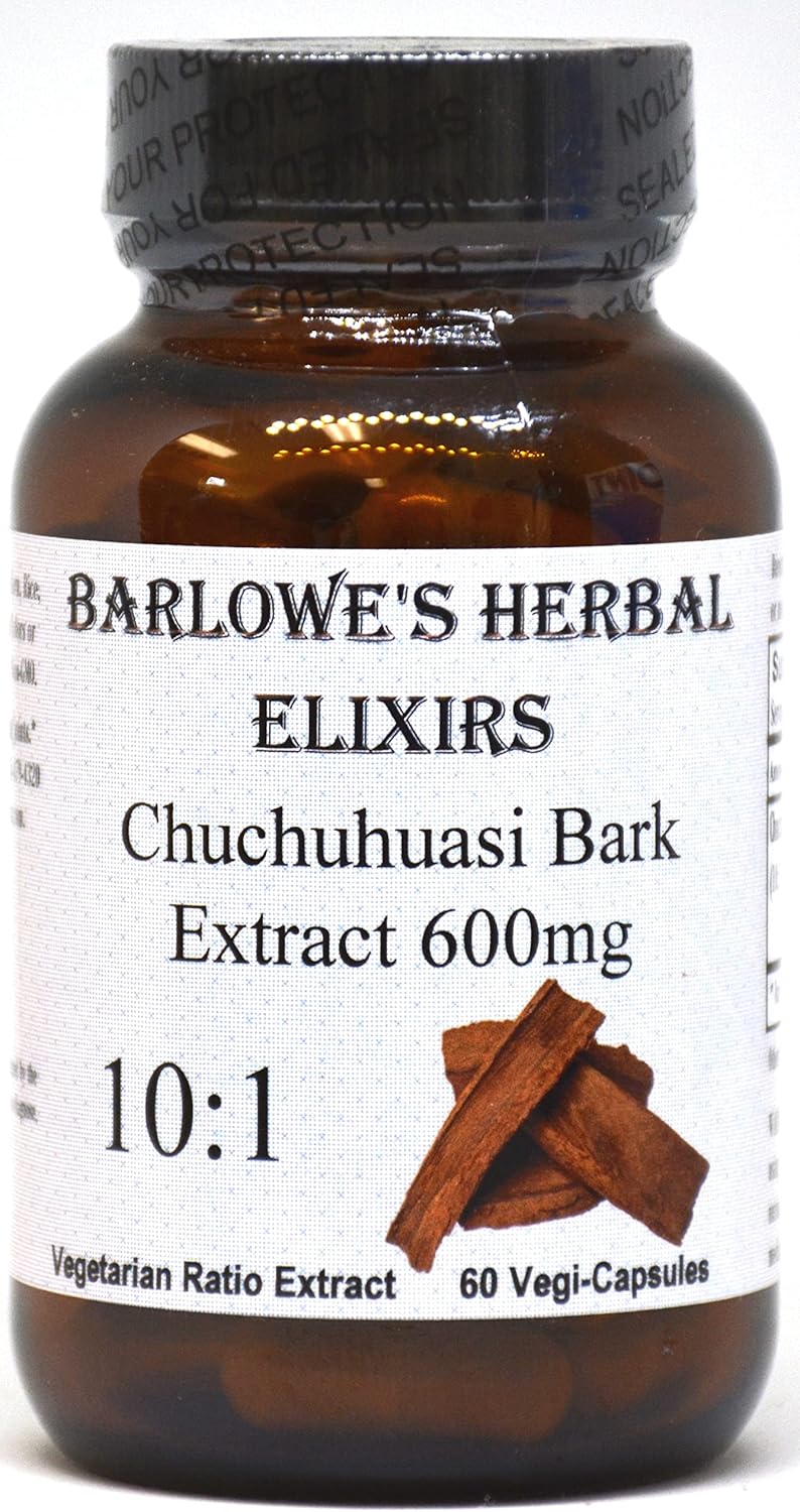 Chuchuhuasi Bark Extract Capsules - 10:1 Extract, 600mg Per Capsule - Stamina and Vitality Support - 60 Vegan, Kosher, Halal - Glass Bottled