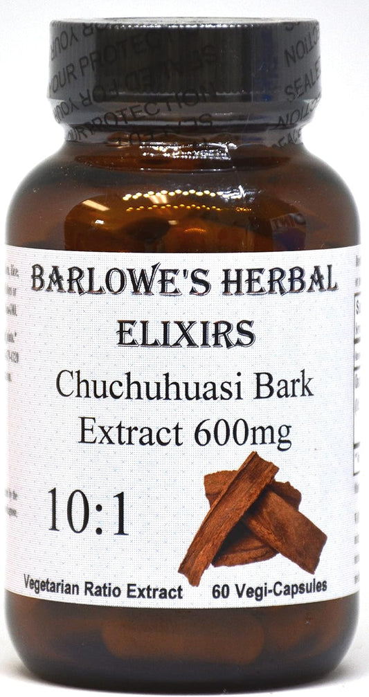 Chuchuhuasi Bark Extract Capsules - 10:1 Extract, 600mg Per Capsule - Stamina and Vitality Support - 60 Vegan, Kosher, Halal - Glass Bottled