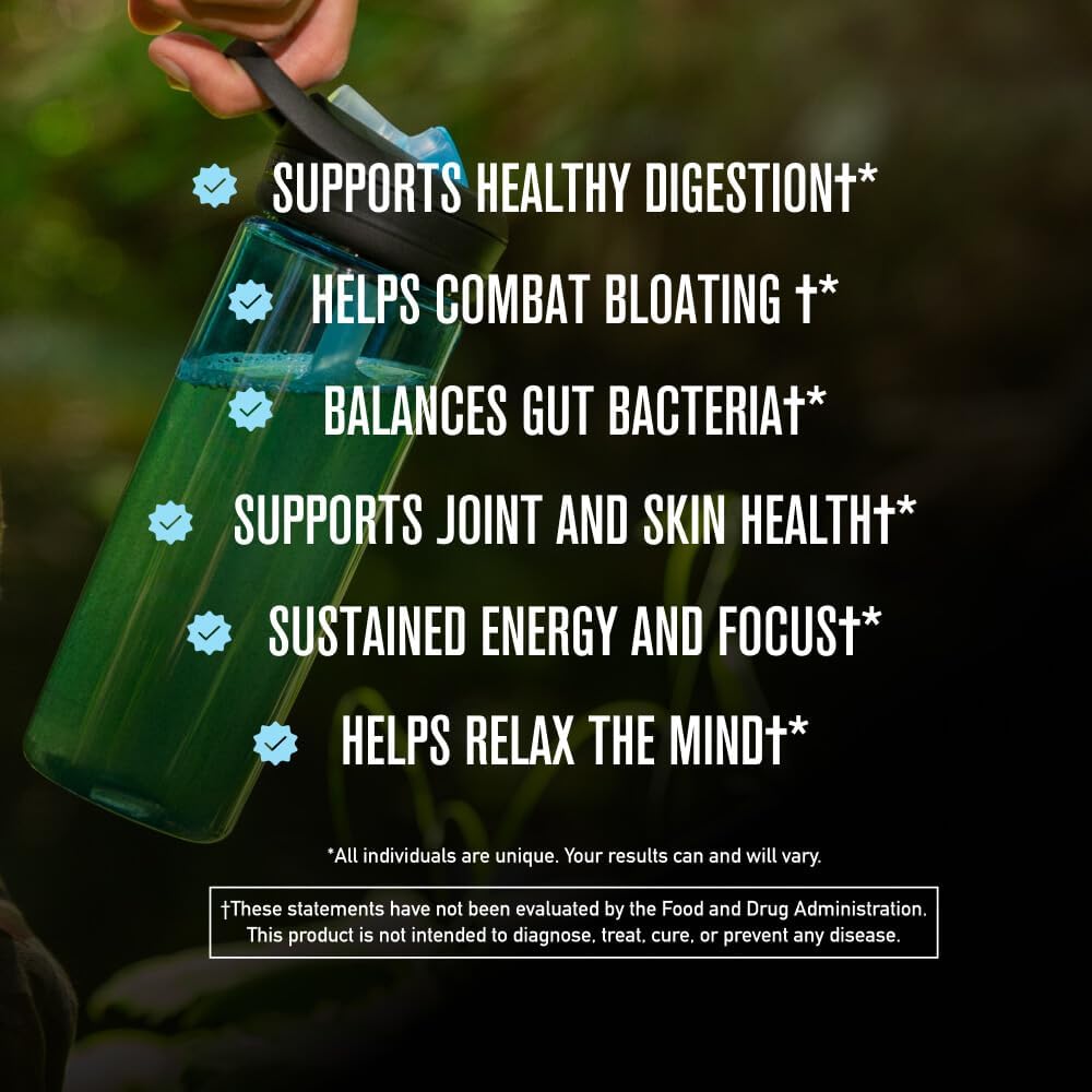 Chuck Norris Morning Kick Greens Superfood Powder with Ashwaganda, Collagen, Probiotics - Supports Energy - 30 Servings - Strawberry Lemonade