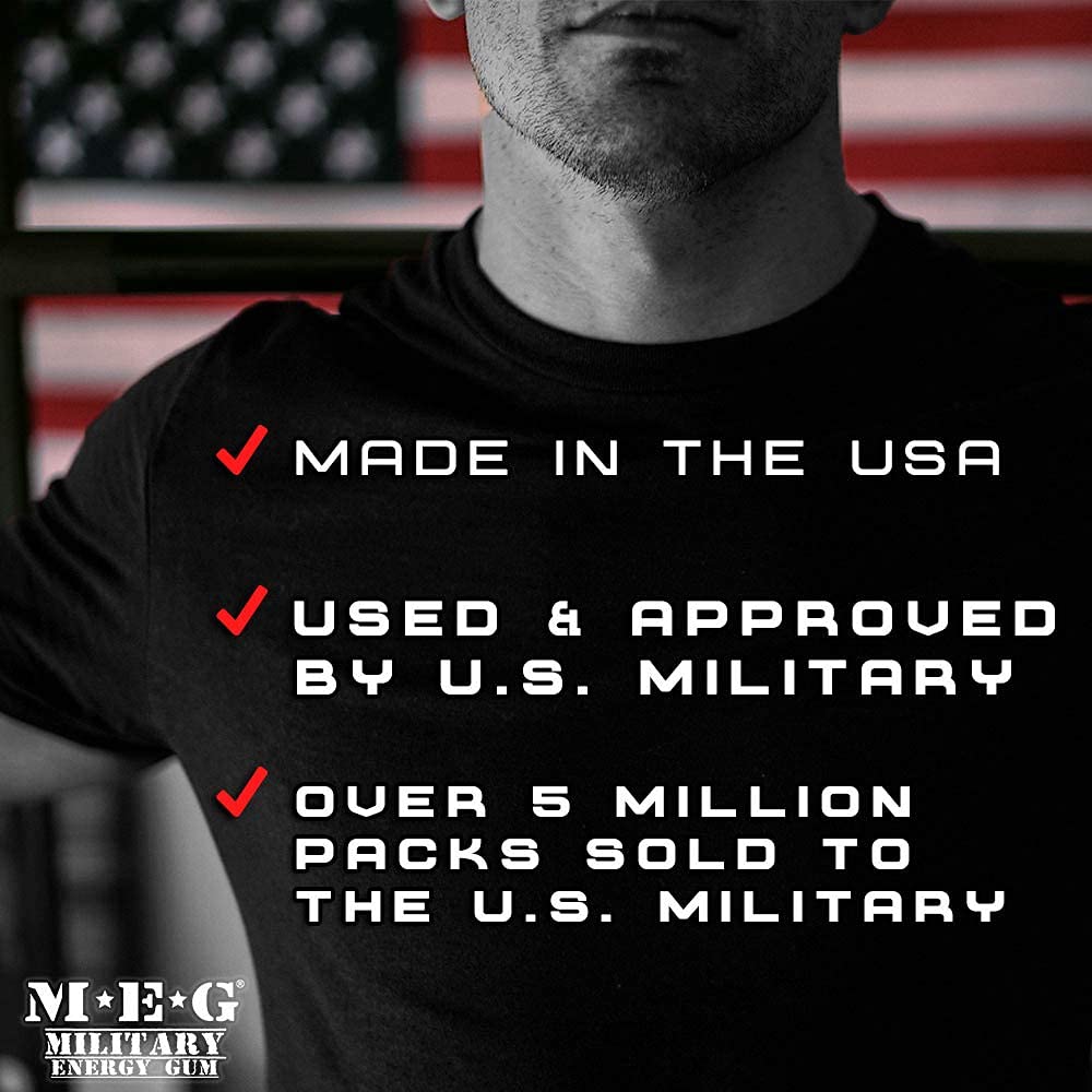 Cinnamon MEG Military Energy Gum - 100mg Caffeine for Enhanced Performance, Workout Energy Boost, 24 Pack