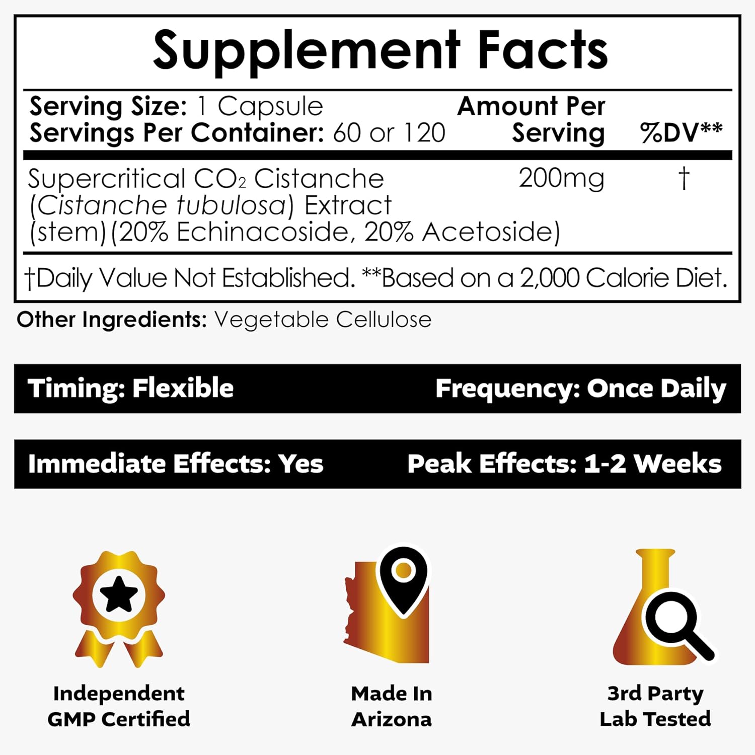 Cistanche Supercritical CO2 Extract Capsules | 20% Echinacoside & Verbascoside | 60 Count by Nootropics Depot