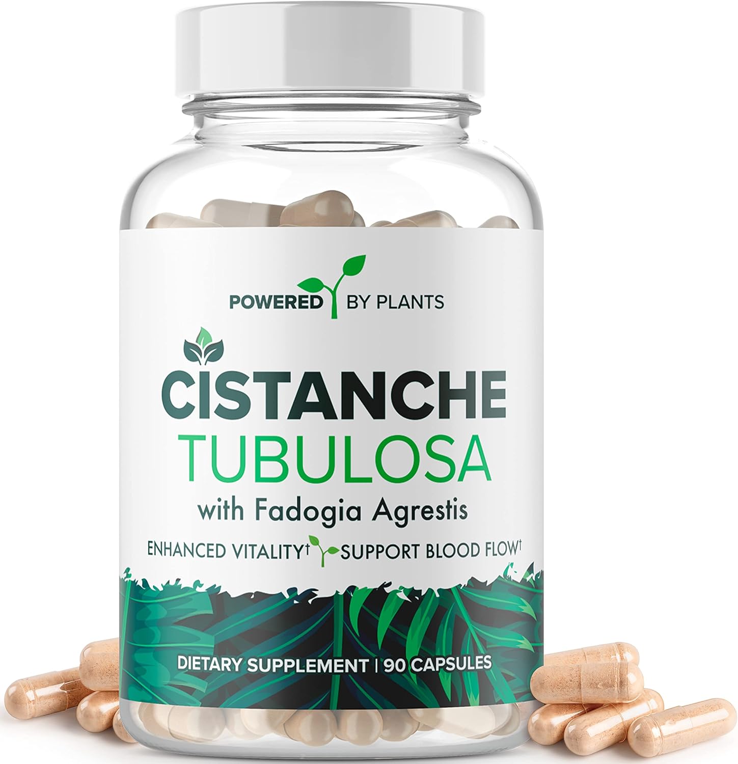 Cistanche Tubulosa & Fadogia Agrestis Blend with Bioperine - Boosts Vitality - Natural Supplements for Men & Women by Powered X Plants, 90 Servings