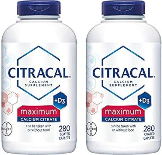Citracal Calcium Citrate with Vitamin D3 - 2 Bottles, 280 Caplets per Bottle