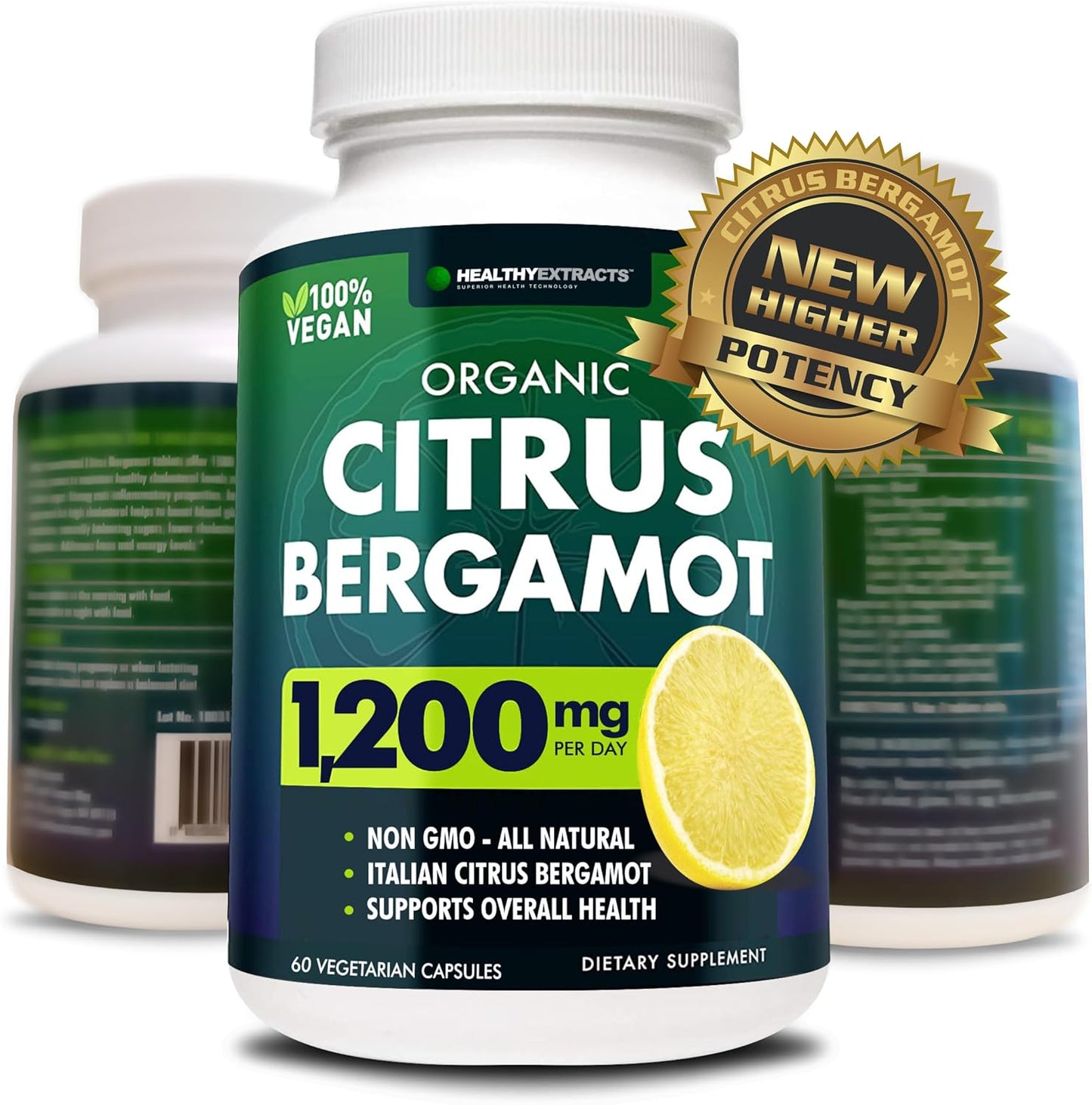 Citrus Bergamot Supplement 1200mg - High Polyphenols, 1 Month Supply, Made in USA