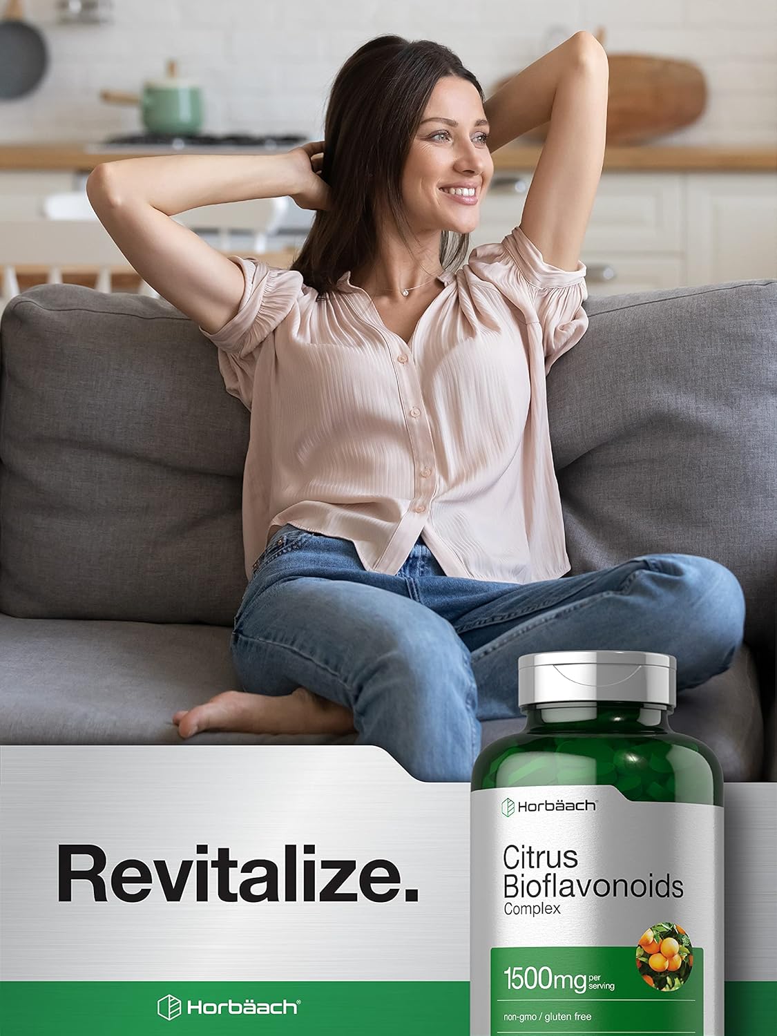 Citrus Bioflavonoids Supplement 1500mg - 300 Caplets - Vegetarian, Non-GMO, Gluten Free - Value Size by Horbäach