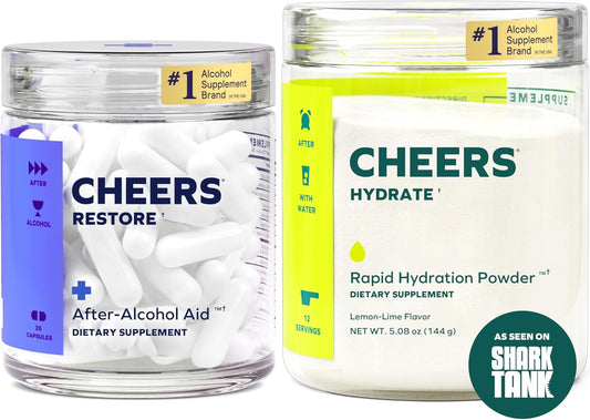 Classic Combo: Restore and Hydrate for Post-Drinking Relief - DHM, L-Cysteine, B-Vitamins, Electrolytes - 12 Doses - Liver Support