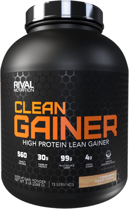 Clean Gainer by Rival Nutrition - Cinnamon Toast Cereal Flavor, 5lbs - Premium Weight Gainer Supplement