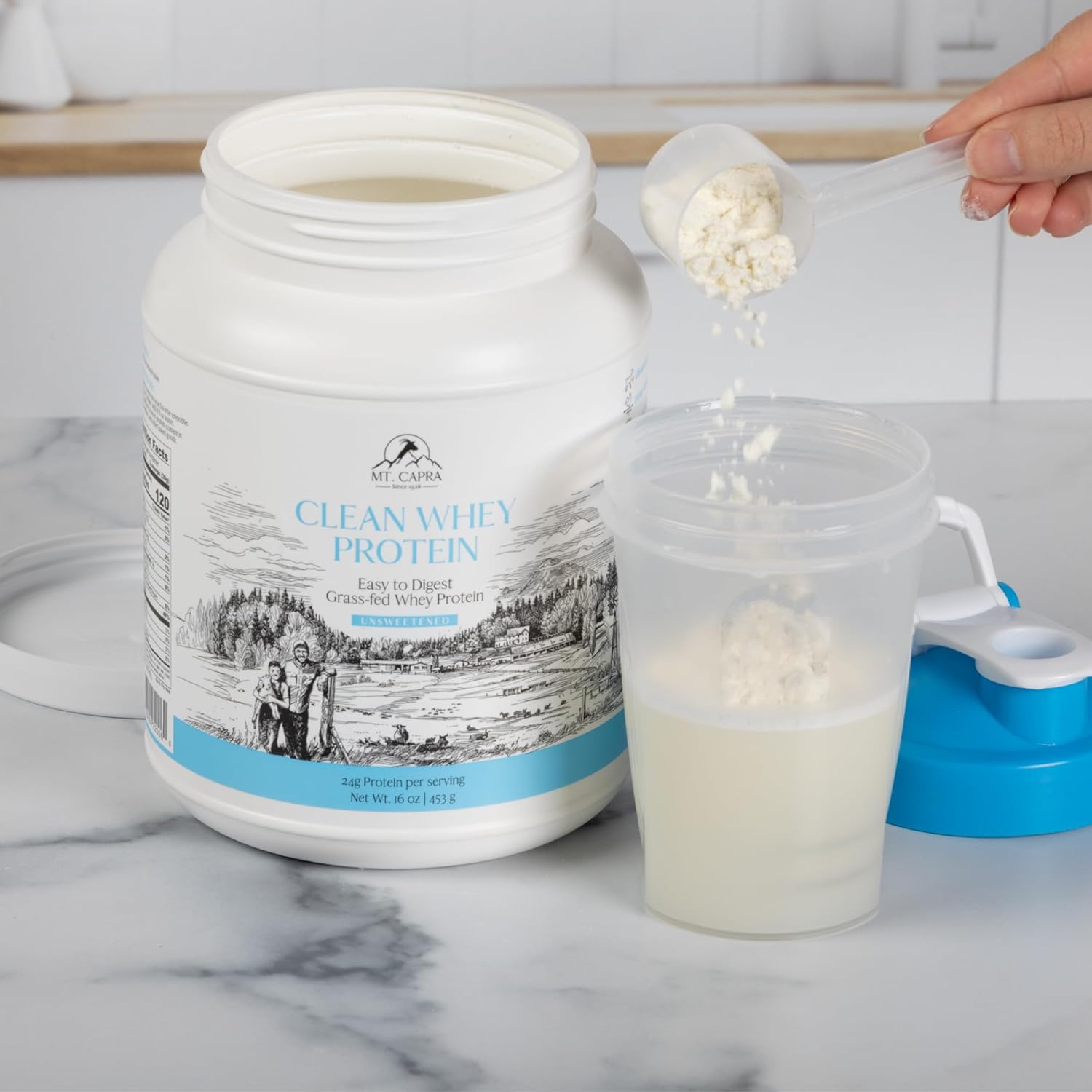 Clean Grass-Fed Goat Whey Protein Powder | High Protein, All Natural, Non-GMO | Undenatured, Unsweetened | 15 Servings - 16 oz