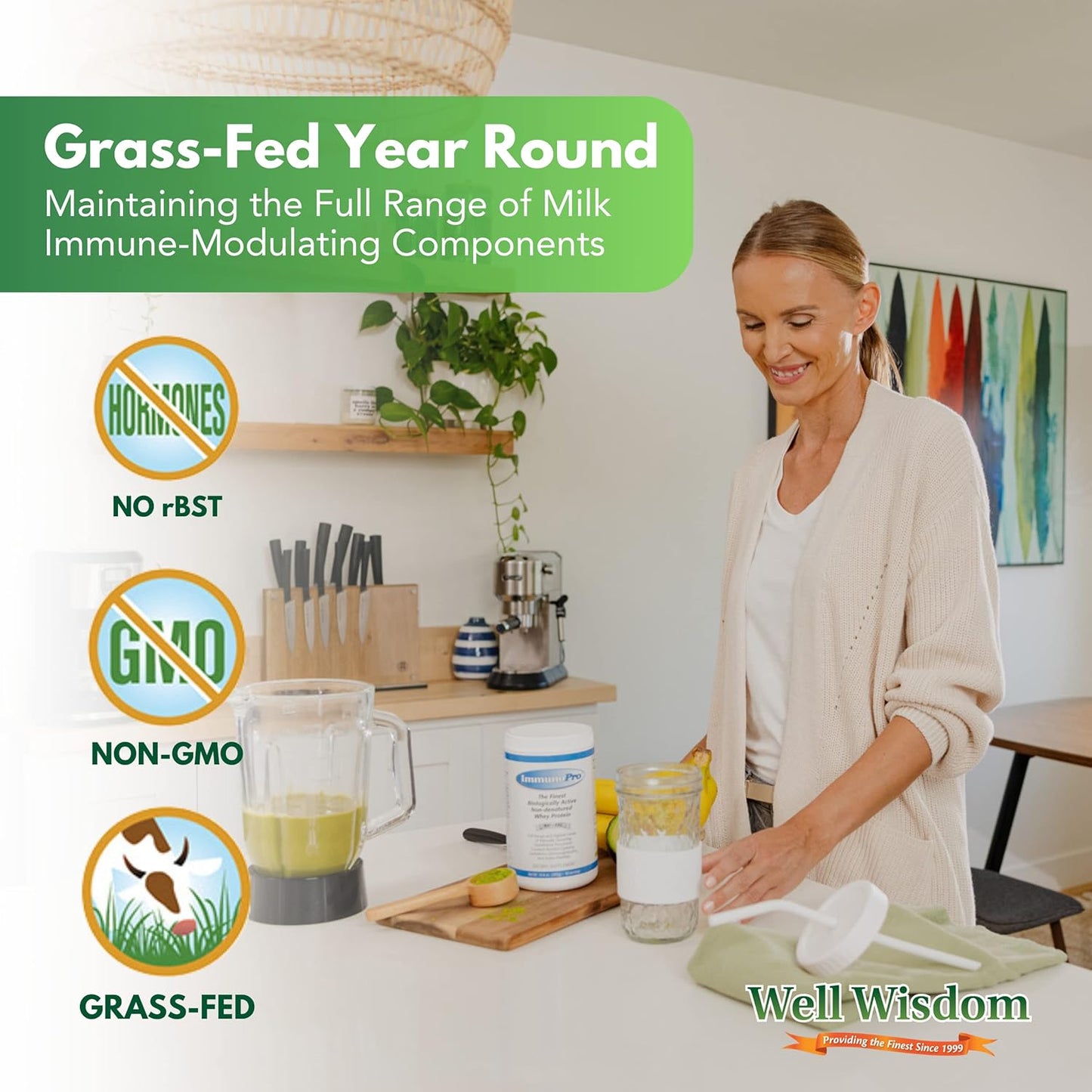 Clean Grass-Fed Whey Protein Powder Concentrate for Immune Support - 300g - Hormone-Free & Non-GMO