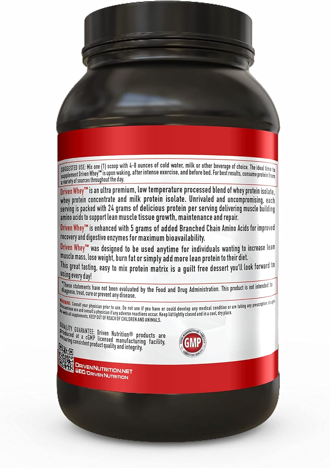 Clean Grass Fed Whey Protein Powder for Muscle Recovery - Driven Nutrition Driven WHEY with BCAA and Digestive Enzymes - Delicious Cinnamon Roll Flavor (2 lb)