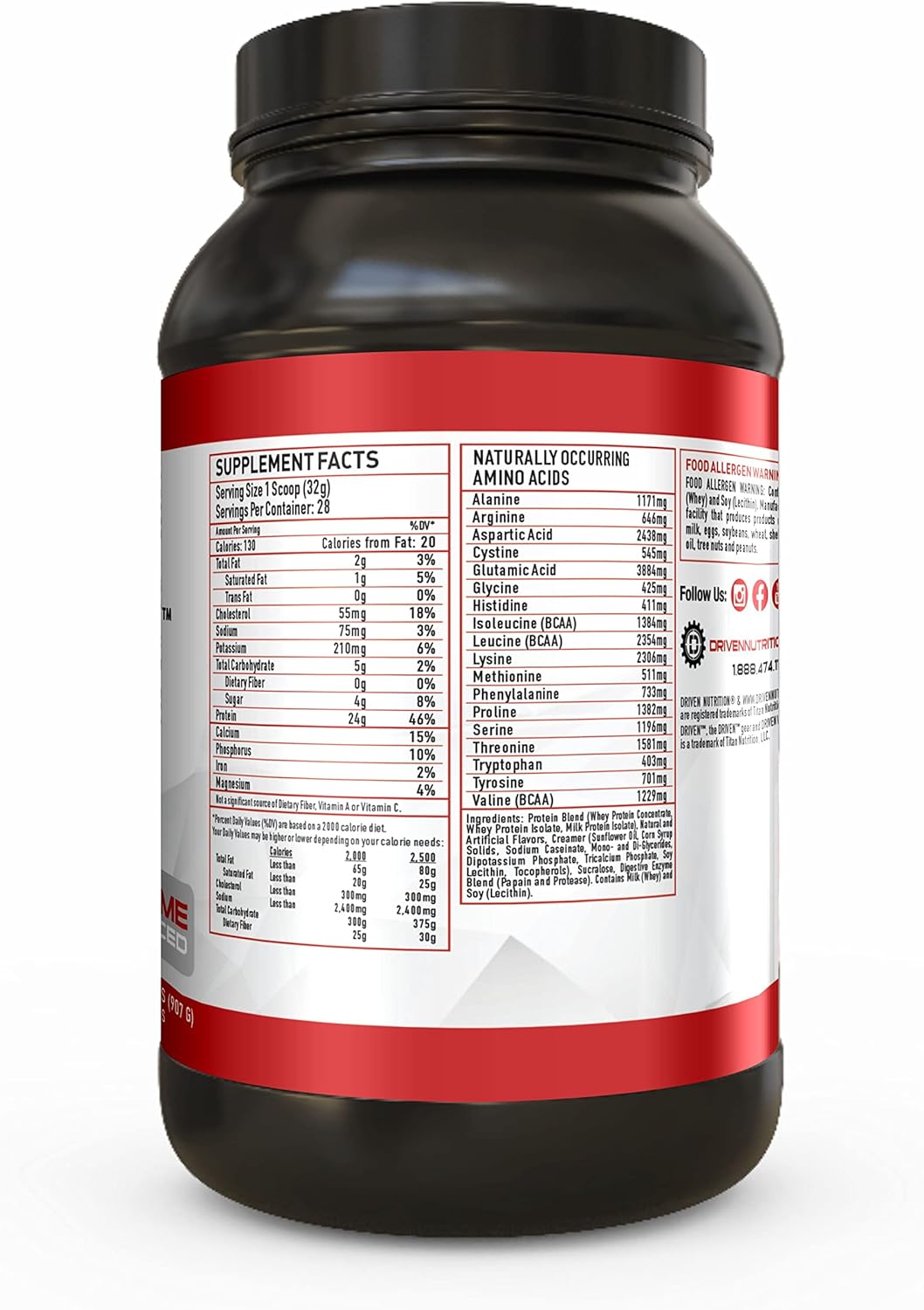 Clean Grass Fed Whey Protein Powder for Muscle Recovery - Driven Nutrition Driven WHEY with BCAA and Digestive Enzymes - Delicious Cinnamon Roll Flavor (2 lb)