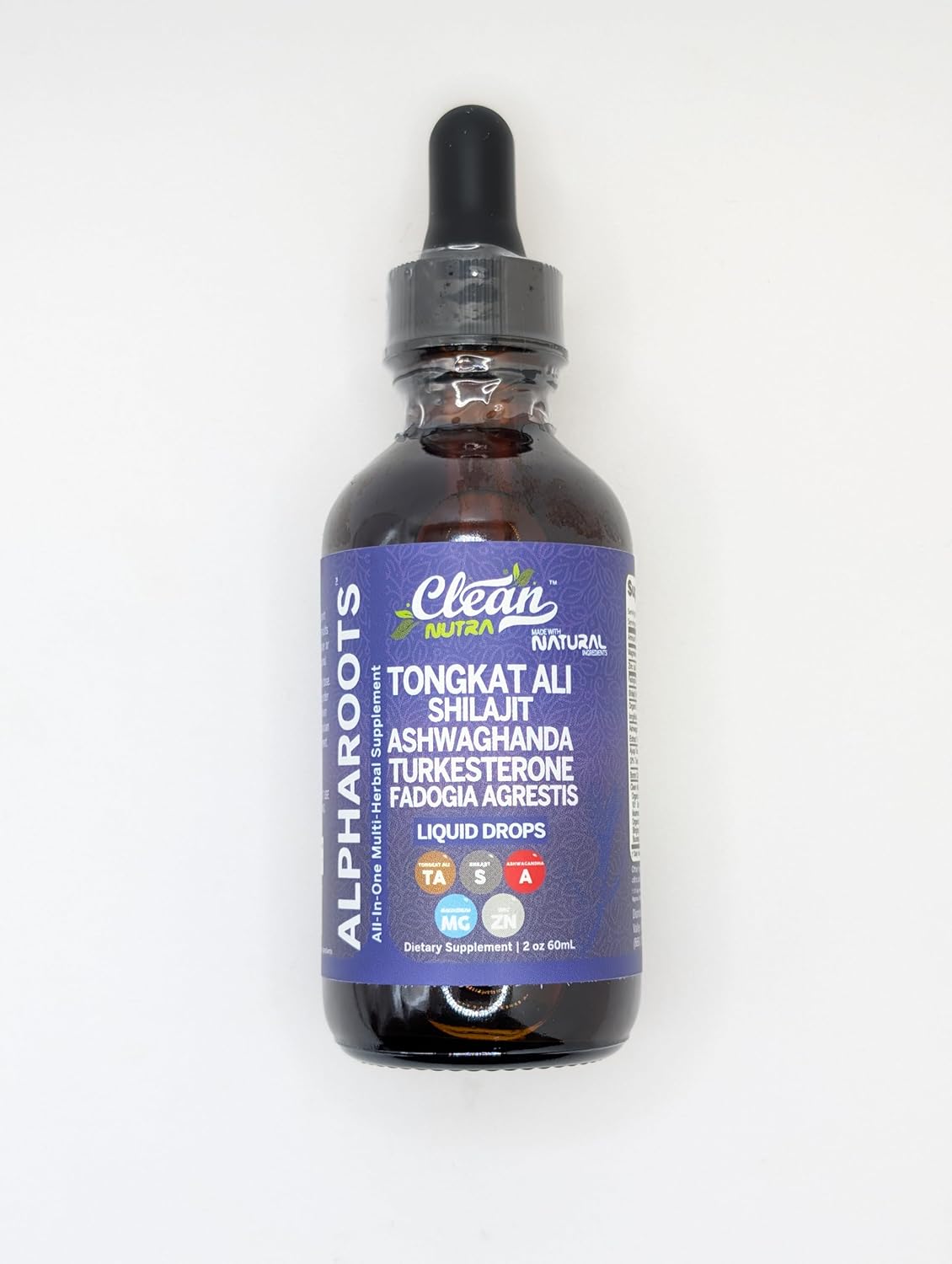 Clean Nutra Tongkat Ali Liquid Drops with Shilajit, Ashwagandha, Turkesterone, Fadogia Agrestis, Magnesium, Sea Moss, and Zinc Herbal Supplement