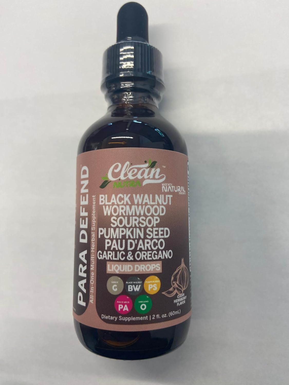 Clean Nutraceuticals Defend Black Walnut Liquid Drops with Sweet Wormwood, Soursop, Garlic, Pumpkin Seed, PAU D'Arco, Oregano, Turmeric, Berberine and Neem Tincture - Clean Nutra