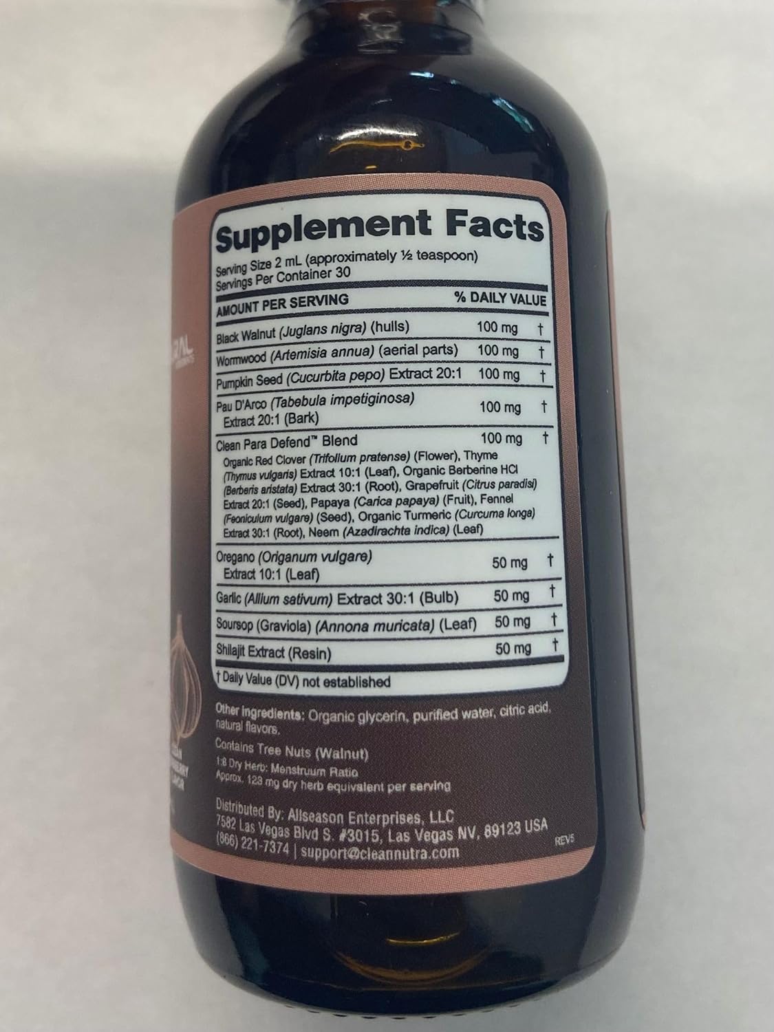 Clean Nutraceuticals Defend Black Walnut Liquid Drops with Sweet Wormwood, Soursop, Garlic, Pumpkin Seed, PAU D'Arco, Oregano, Turmeric, Berberine and Neem Tincture - Clean Nutra