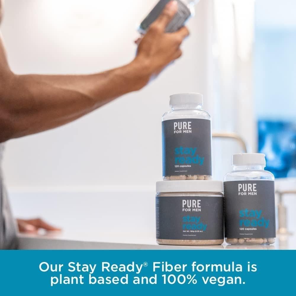 Cleanliness Stay Ready Fiber Supplement for Digestive Regularity | Psyllium Husk, Aloe Vera, Chia Seeds, Flaxseeds | 240 Vegan Capsules