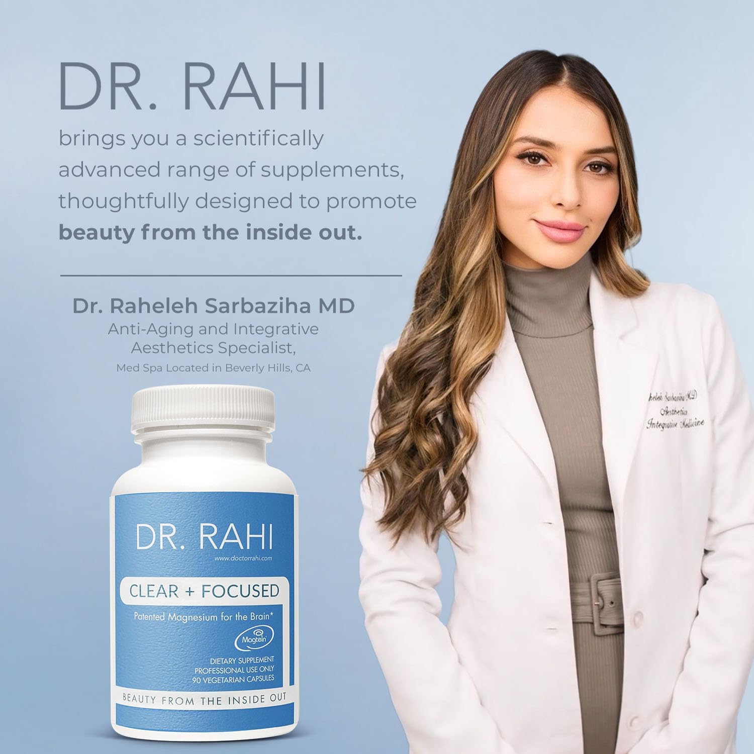 Clear and Focused Magnesium L-Threonate Capsules - 90 Ct - USA Made Brain Support Supplement - Memory & Focus Formula - Non-GMO Gentle Magnesium for Adults by Dr. Rahi