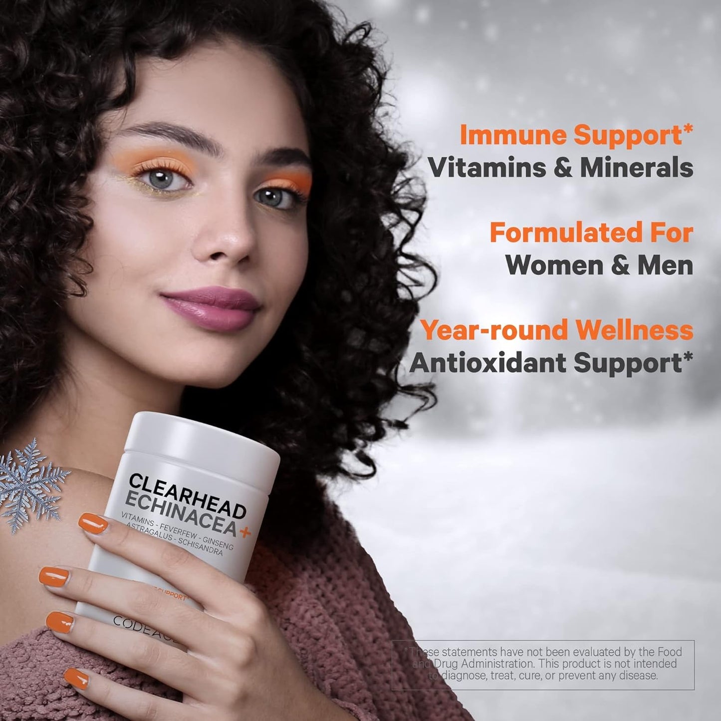 Clear Head Echinacea Supplement with Schisandra, Feverfew, Ginseng, Astragalus, Garlic, Probiotics, Vitamins C & D3, Zinc, Selenium - 90 Capsules