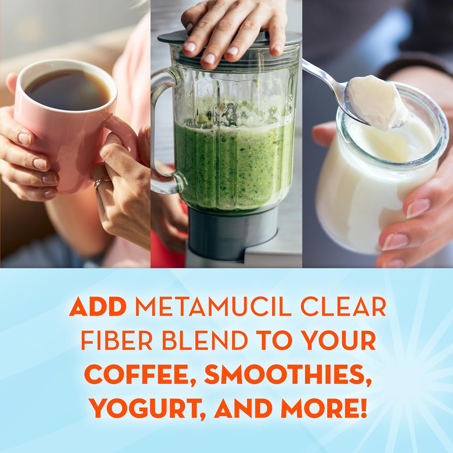Clear Mixing Plant-Based Metamucil Fiber Supplement - 75 Teaspoons, No Grit, No Sugar, Daily Digestive Health