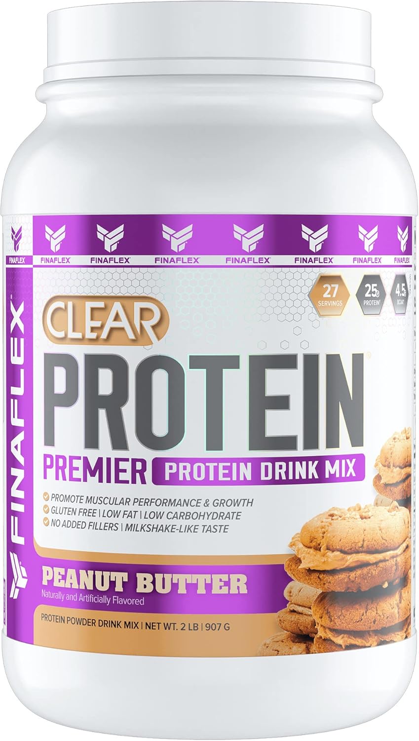 Clear Protein Peanut Butter 2lb: Promotes Muscle Performance & Growth, Milkshake Taste, Low Carb, Low Fat, Gluten-Free - 27 Servings