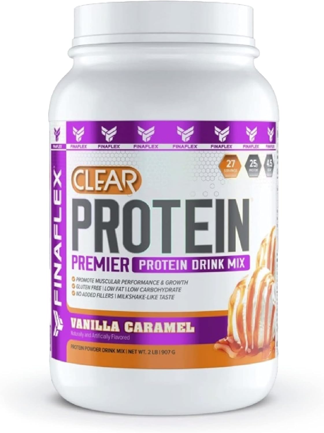 Clear Protein Vanilla Caramel 2lb: Enhances Muscle Performance & Growth - Milkshake Flavor - Low Carb, Low Fat, Gluten Free - 27 Servings