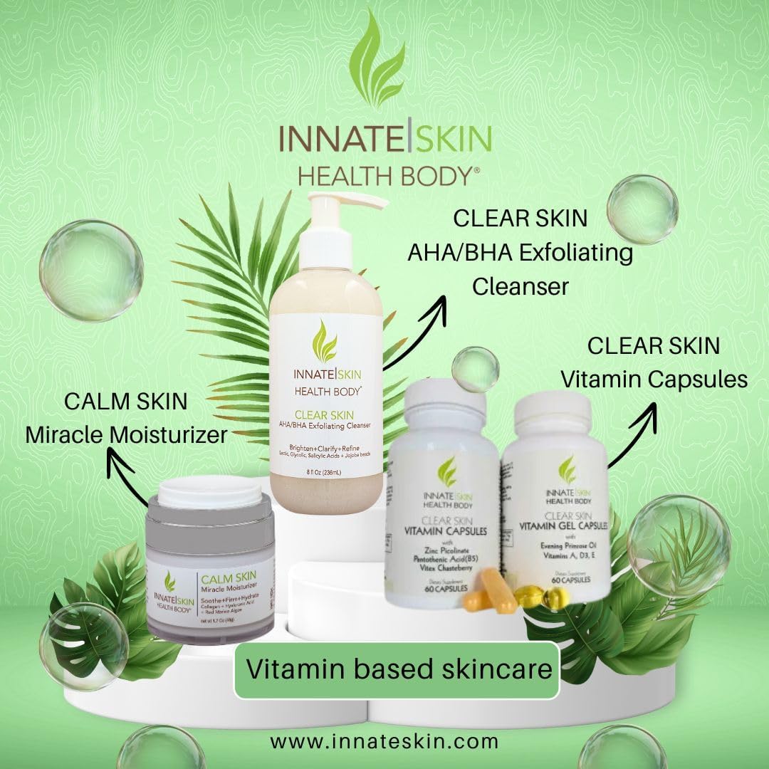 Clear Skin Acne Vitamin System with 20 Antioxidants, Botanicals, and Minerals - 60 Count Pack of 2 for Innate Skin Health