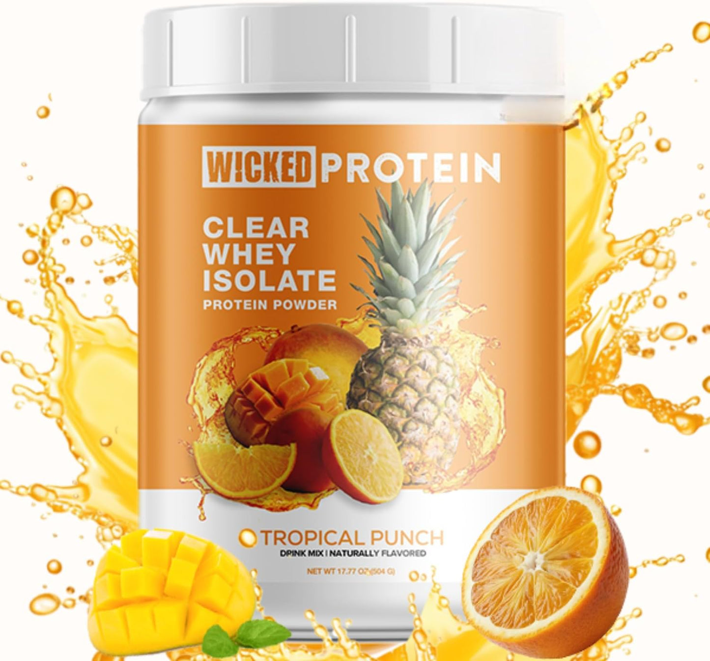 Clear Whey Isolate Protein Powder, 23g Protein, 95 Calories, Refreshing Tropical Punch Juice Flavor, Clean Label Project Certified, Gluten Free - Ideal Post Workout Recovery for Women and Men