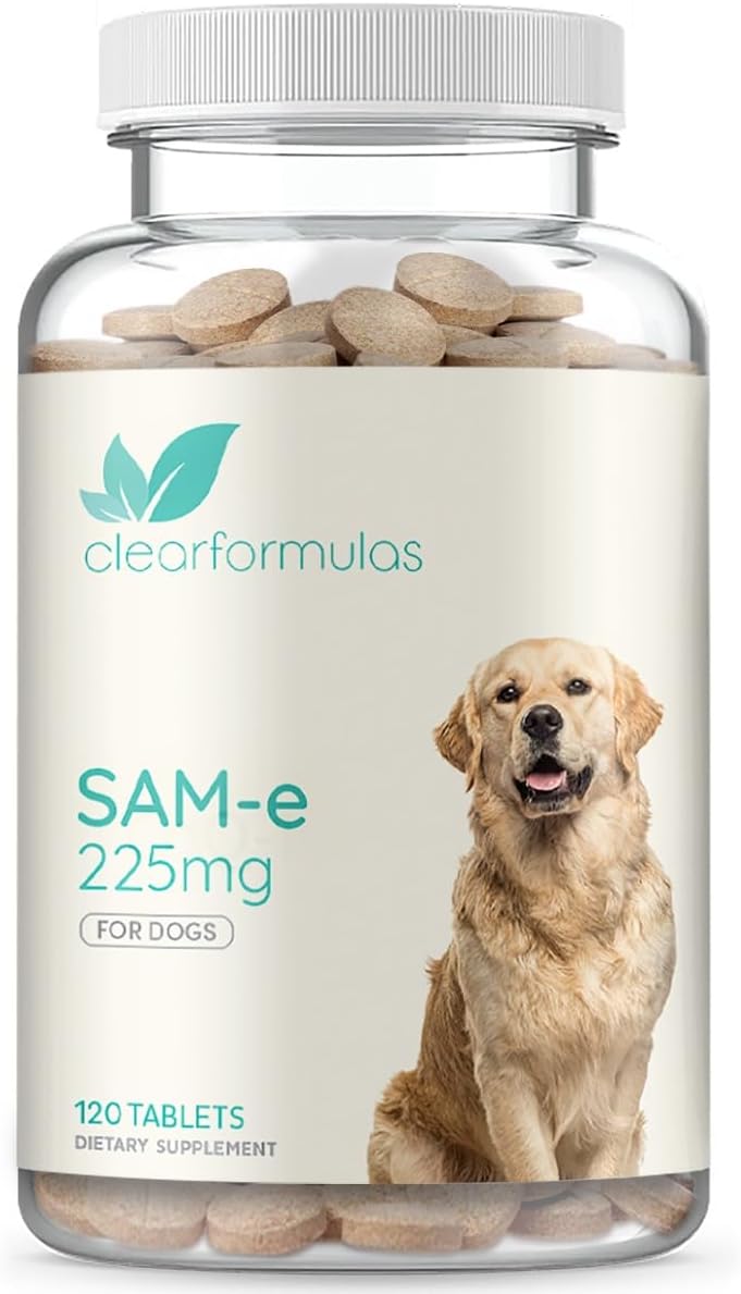 ClearFormulas Sam-e Chewable Tablets for Dogs - 225mg S-Adenosyl-L-Methionine for Natural Hepatic Liver Health Support - 120 Count