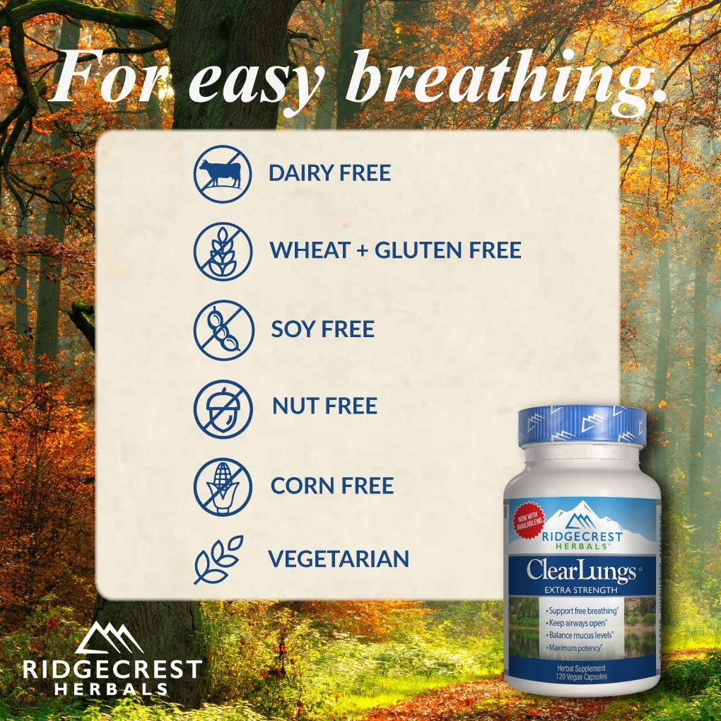 ClearLungs Extra Strength Herbal Decongestant - 120 Veg Capsules by RidgeCrest