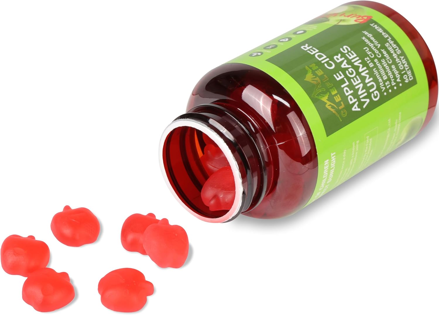 CLEEFLEN Apple Cider Vinegar Gummies with Vitamin B12, Probiotics - Supports Digestive Health, Detox Cleanse, Immune Boost - Gluten-Free, Vegetarian - 60 Gummies