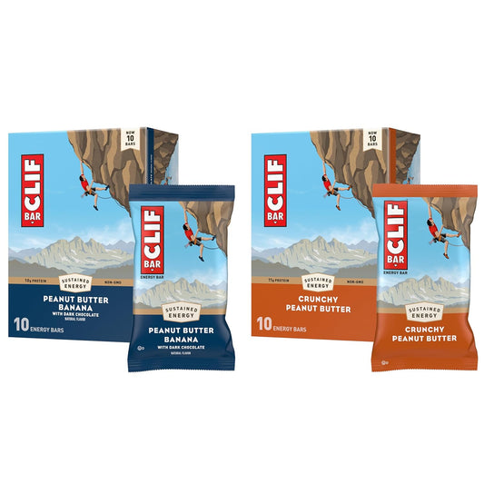 CLIF BAR Peanut Butter Variety Pack - Organic Oats - Energy Bars with Plant-Based Protein (20 Pack)