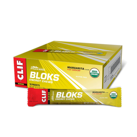 CLIF BLOKS - Margarita Flavor Energy Chews with 3X Sodium - Non-GMO Plant Based Fuel for Cycling and Running - Fast Carbs and Electrolytes - 2.12 oz (18 Count)