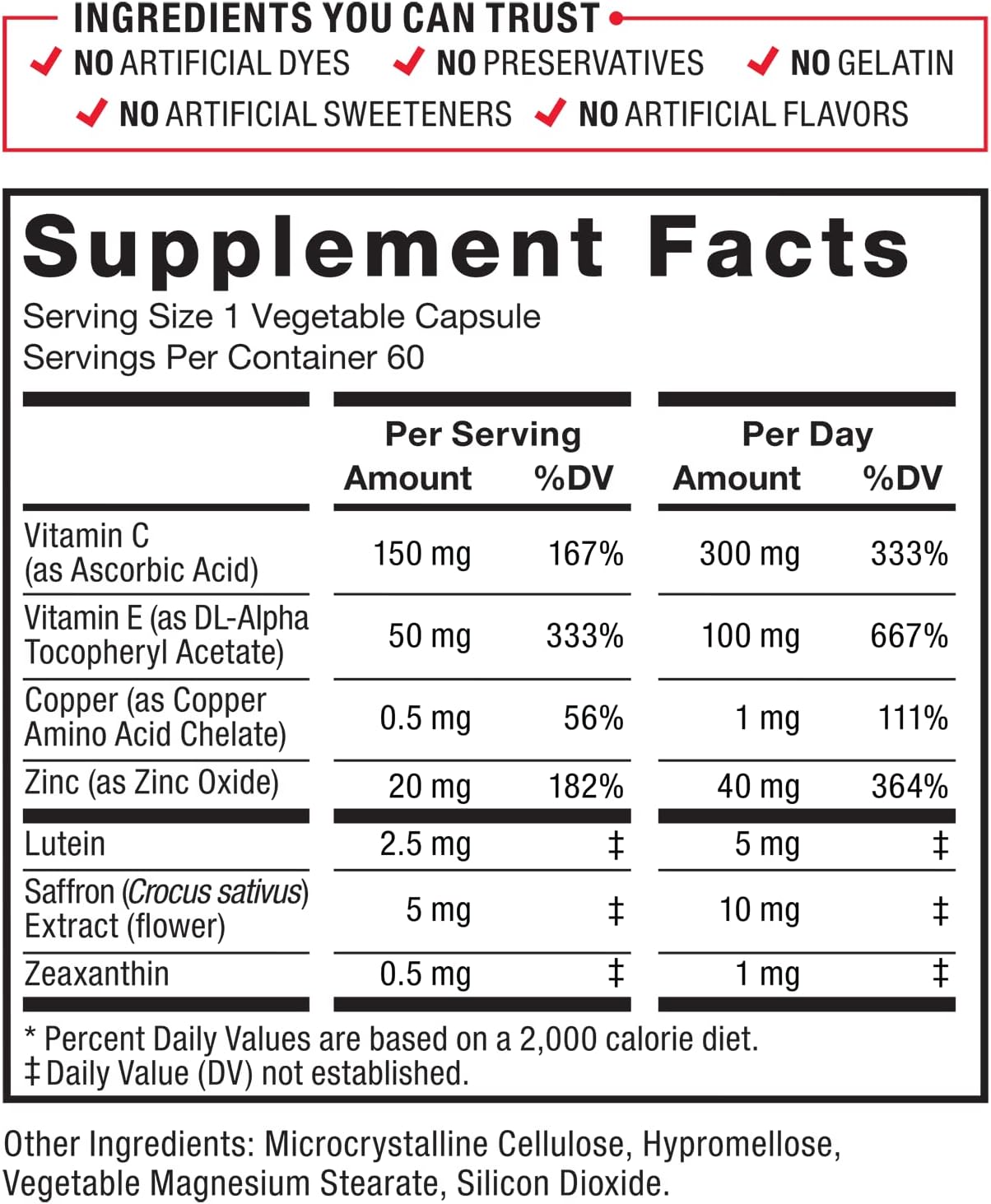Clinical Strength Eye Vitamins with Lutein & Zeaxanthin for Vision Support - Eye Health Supplements for Adults, 60 Capsules