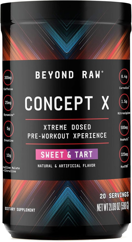 Clinically Dosed Pre-Workout Powder with Caffeine, L-Citrulline, Creatine, Beta-Alanine - Sweet & Tart Flavor - 20 Servings