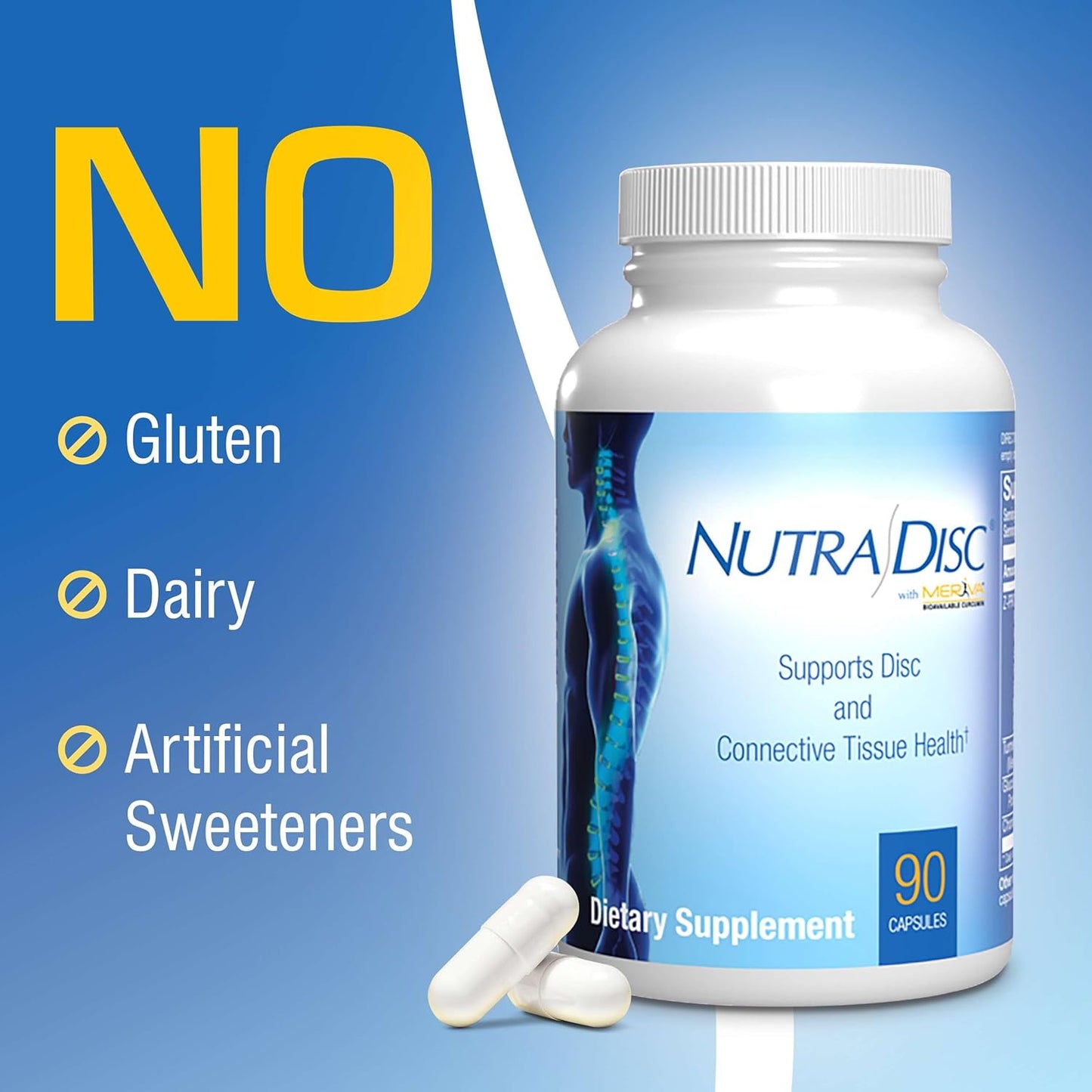 Clinically Formulated Nutra Disc & Joint Support Supplement with Meriva Curcumin for Adults - 45 Servings