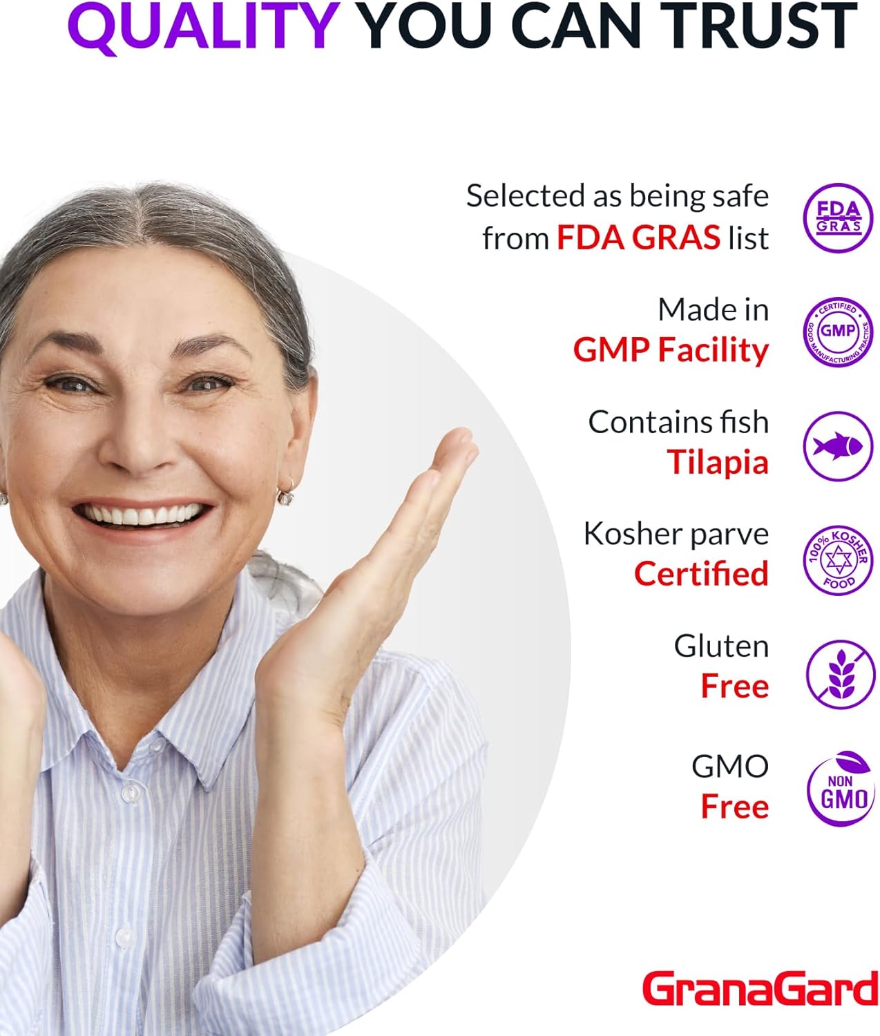 Clinically Proven Granagard Nano Pomegranate Brain Supplement (2-Month Supply) - Anti Aging, Memory, Omega 5 Pills - 2 Bottles 60ct each