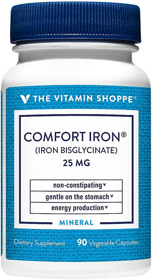 Clinically Studied Iron Bisglycinate Supplement for Energy & Immune Support - 90 Veggie Capsules