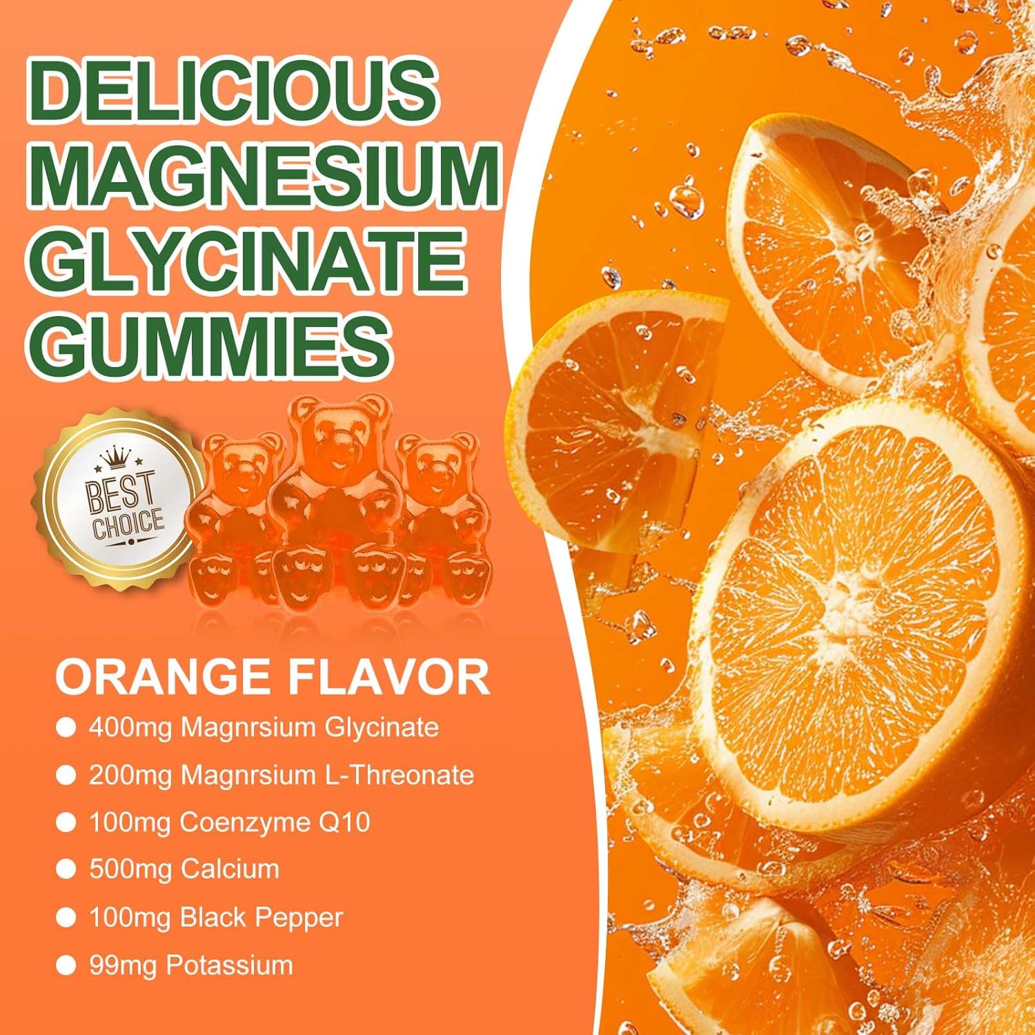 CNFHDI 600mg Magnesium Glycinate Gummies - 120 Ct | Sugar Free Supplement with Potassium, Vitamin D, B6, CoQ10 for Calm Mood & Sleep, Gluten Free, Non GMO