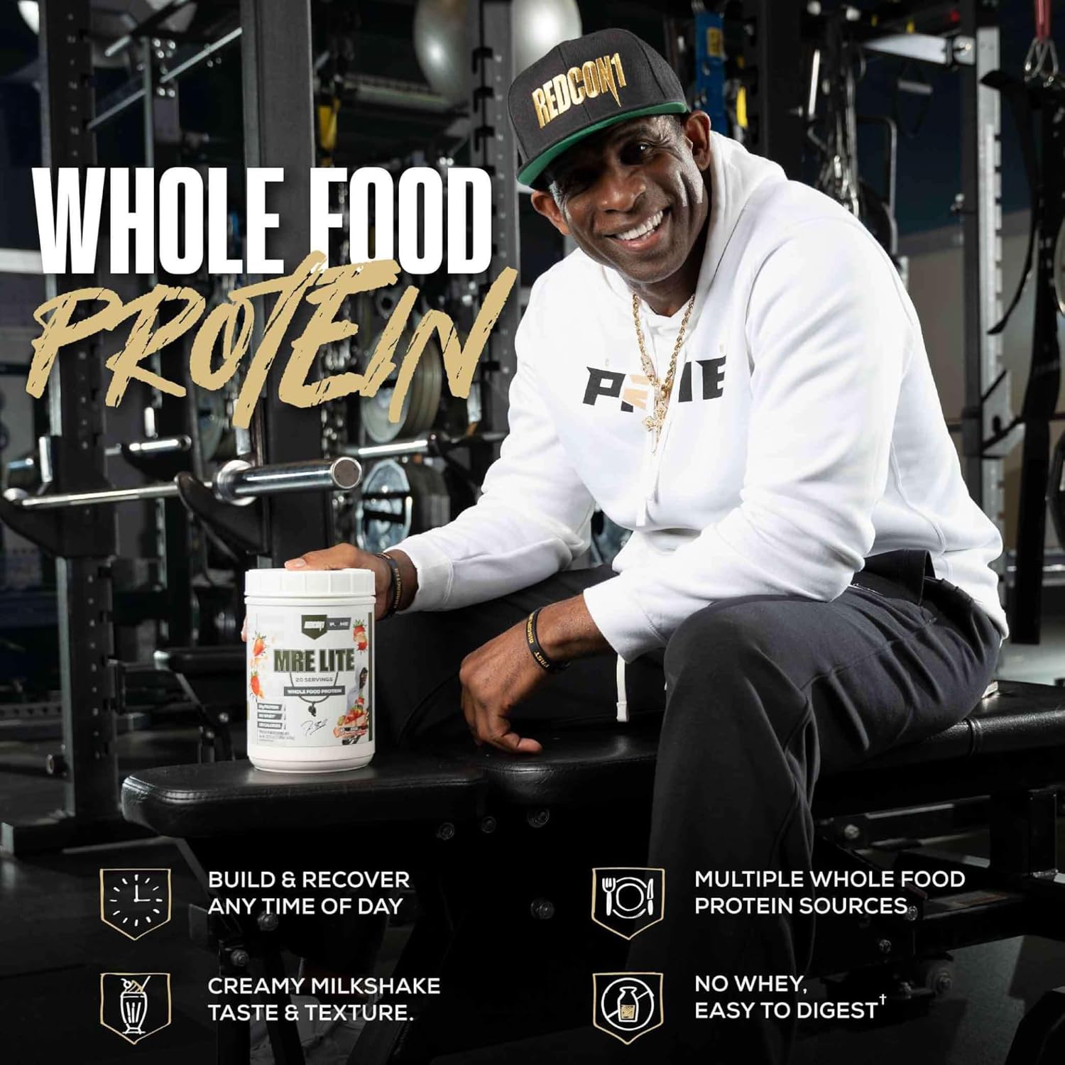 Coach Prime MRE Lite Protein Powder - Low Carb Whole Food Animal Protein with 24g Protein - Prime Time Strawberry Cheesecake (20 Servings)
