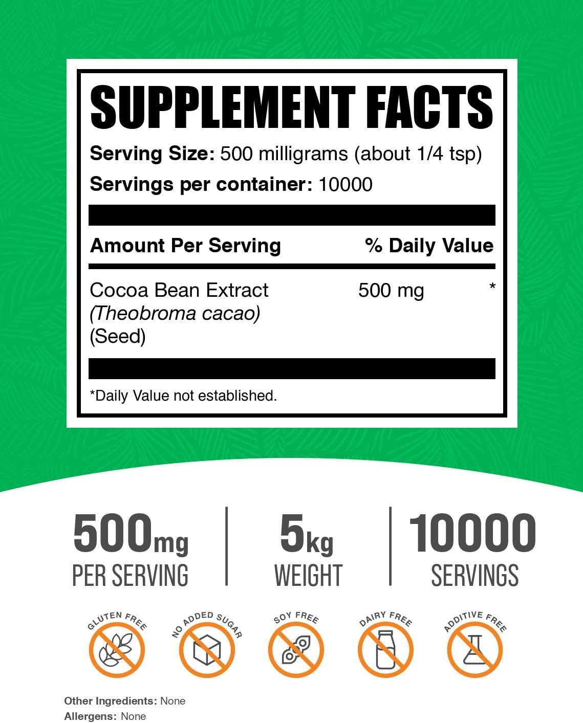 Cocoa Extract Powder - Sugar Free Supplement for Circulation and Polyphenols - 5kg (11lbs)