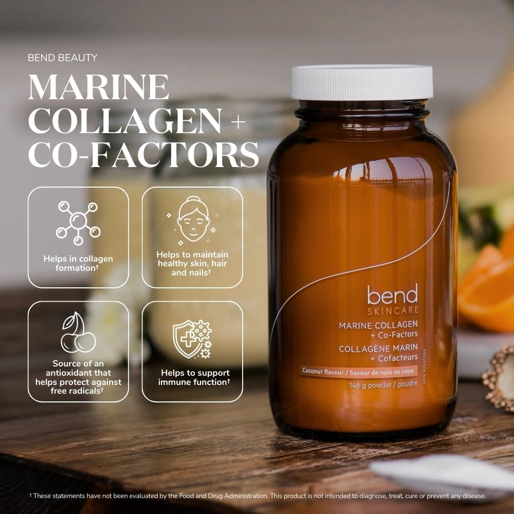 Coconut Flavored Marine Collagen Powder with Co-Factors | Hydrolyzed Fish Collagen Peptides with Vitamin C and Silicon | Promotes Healthy Hair, Skin, and Nails