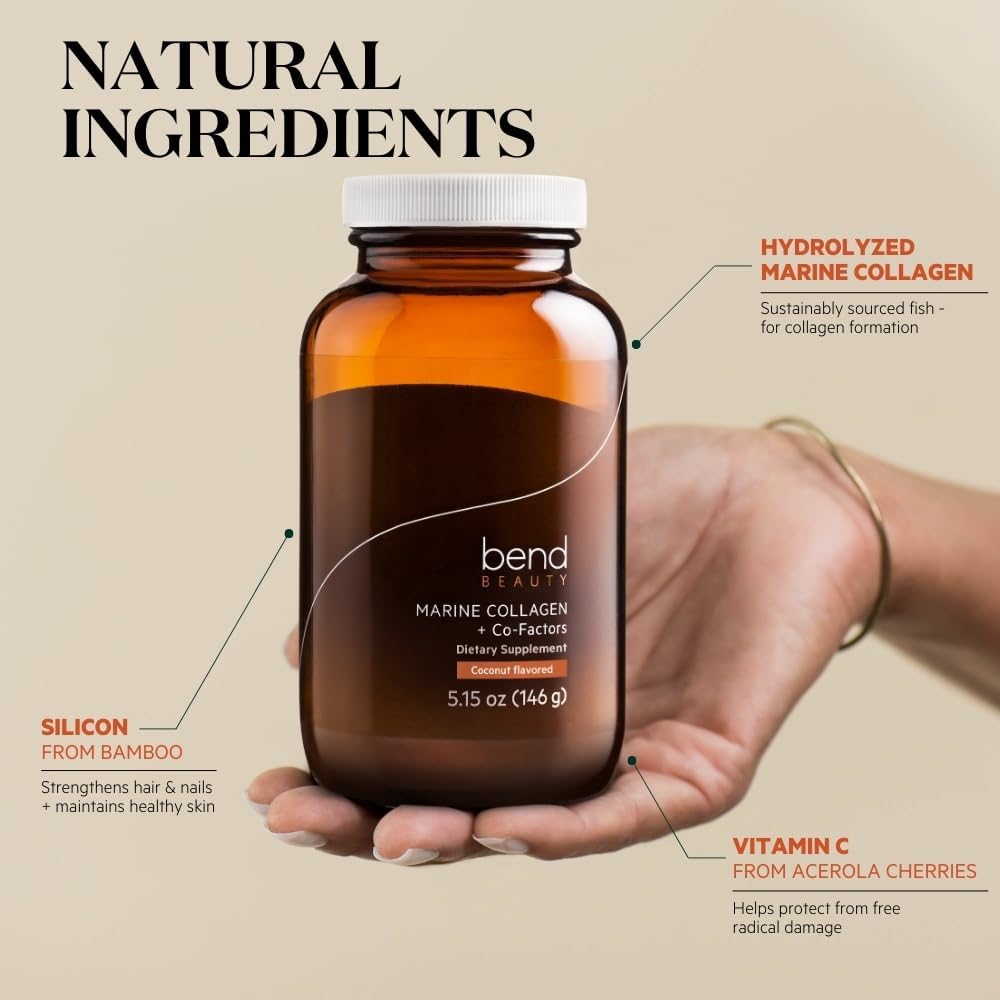 Coconut Flavored Marine Collagen Powder with Co-Factors | Hydrolyzed Fish Collagen Peptides with Vitamin C and Silicon | Promotes Healthy Hair, Skin, and Nails