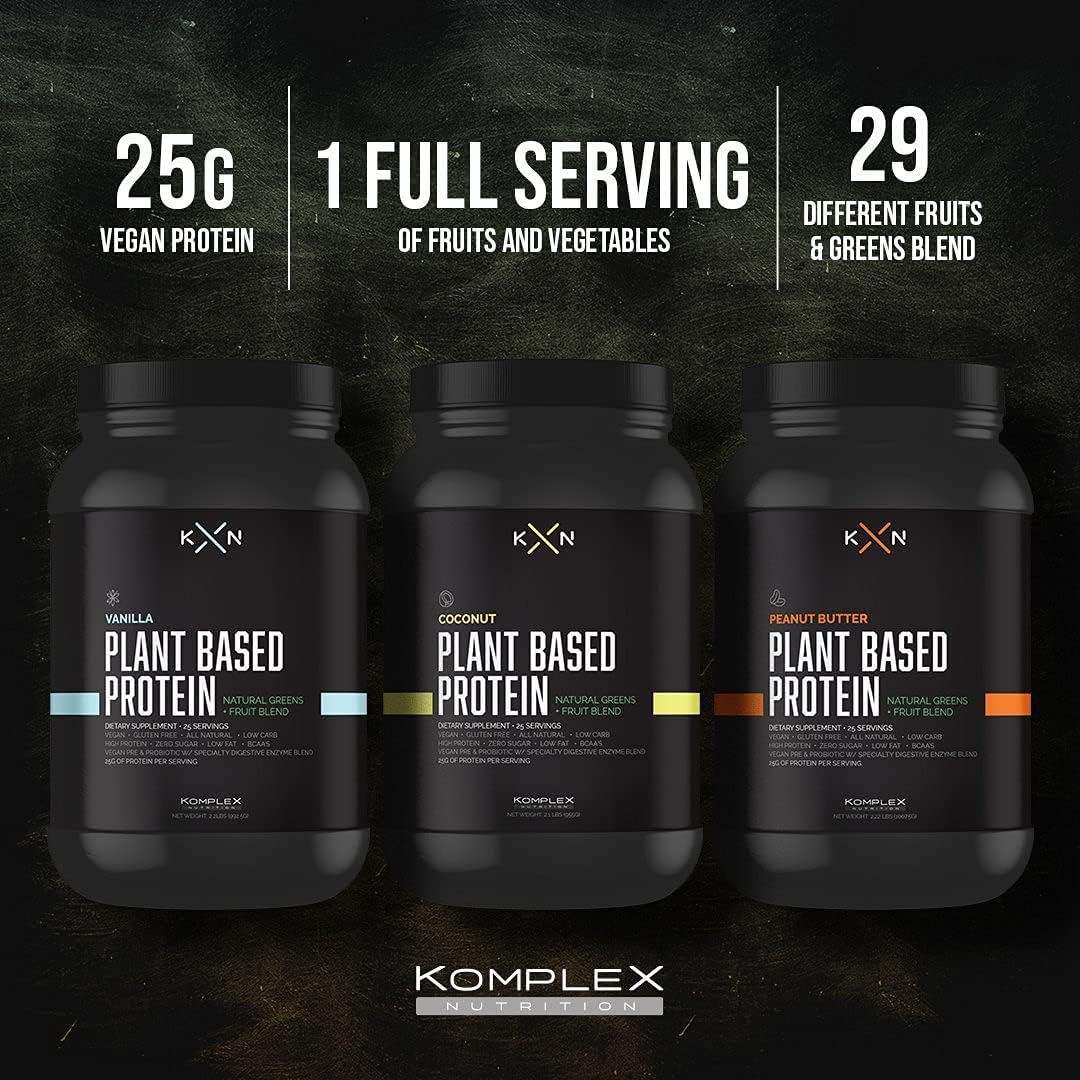 Coconut Flavored Plant-Based Protein Powder with 29 Natural Greens & Fruits - Vegan, Non-GMO, Zero Sugar Dietary Supplement (25 Servings)