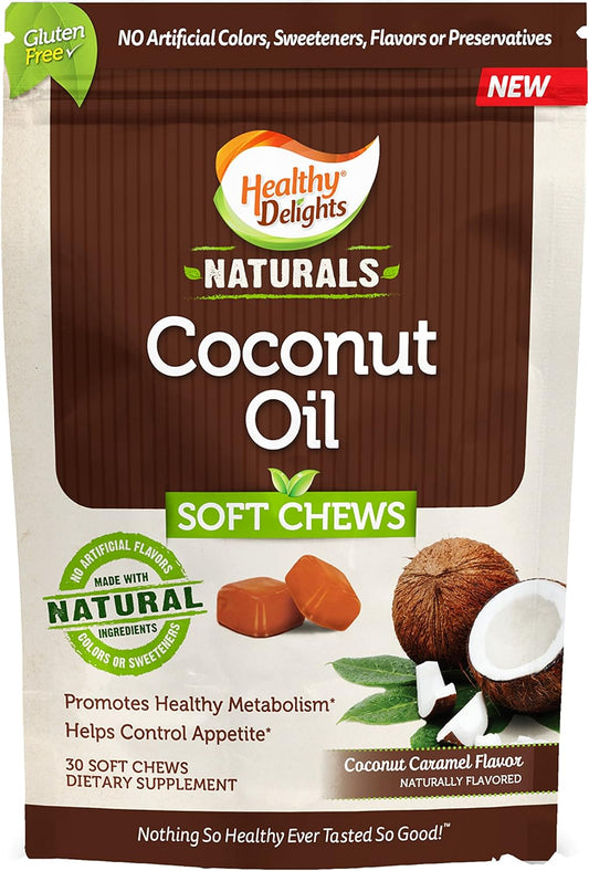 Coconut Oil Soft Chews for Healthy Metabolism & Appetite Control - Delicious Coconut Caramel Flavor - 30 Count